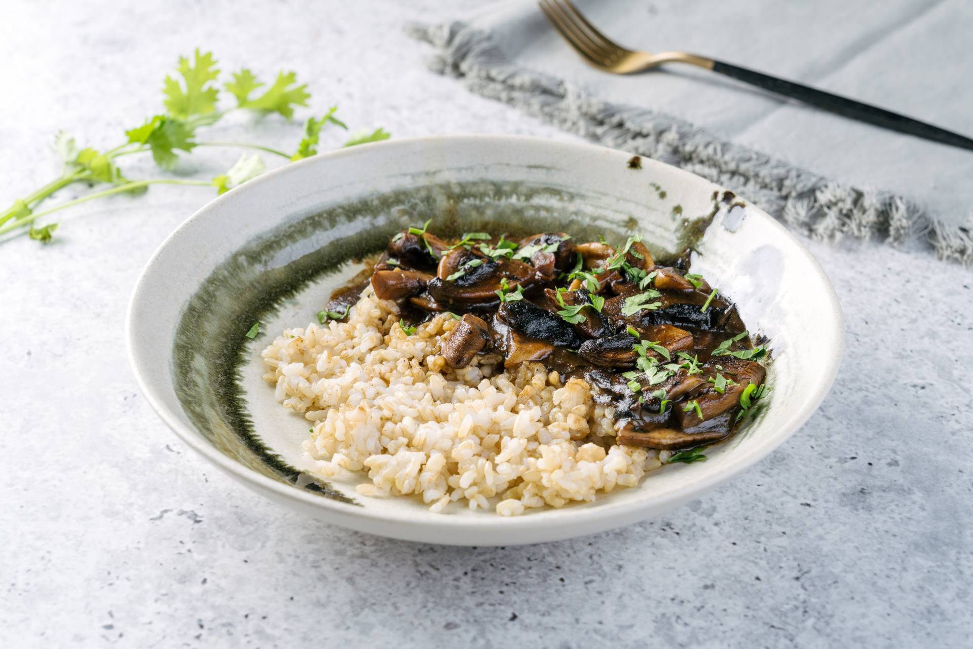 Stir Fry Mushroom with Brown Rice