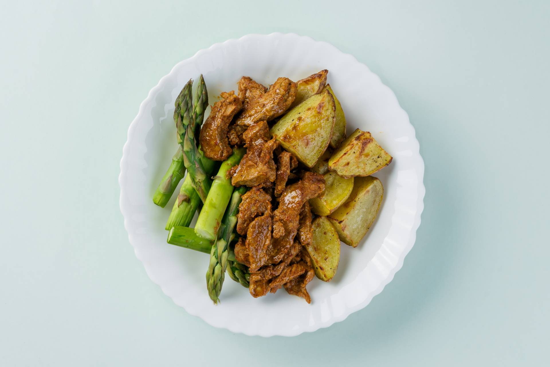 Marinated Bbq Beef with potato wedges