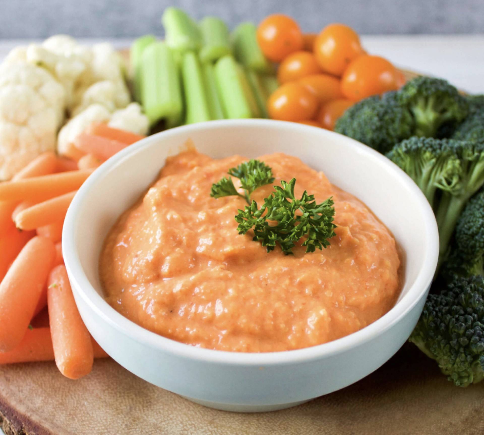 Vegan Sweet pepper Dip with Crunchy Veggies