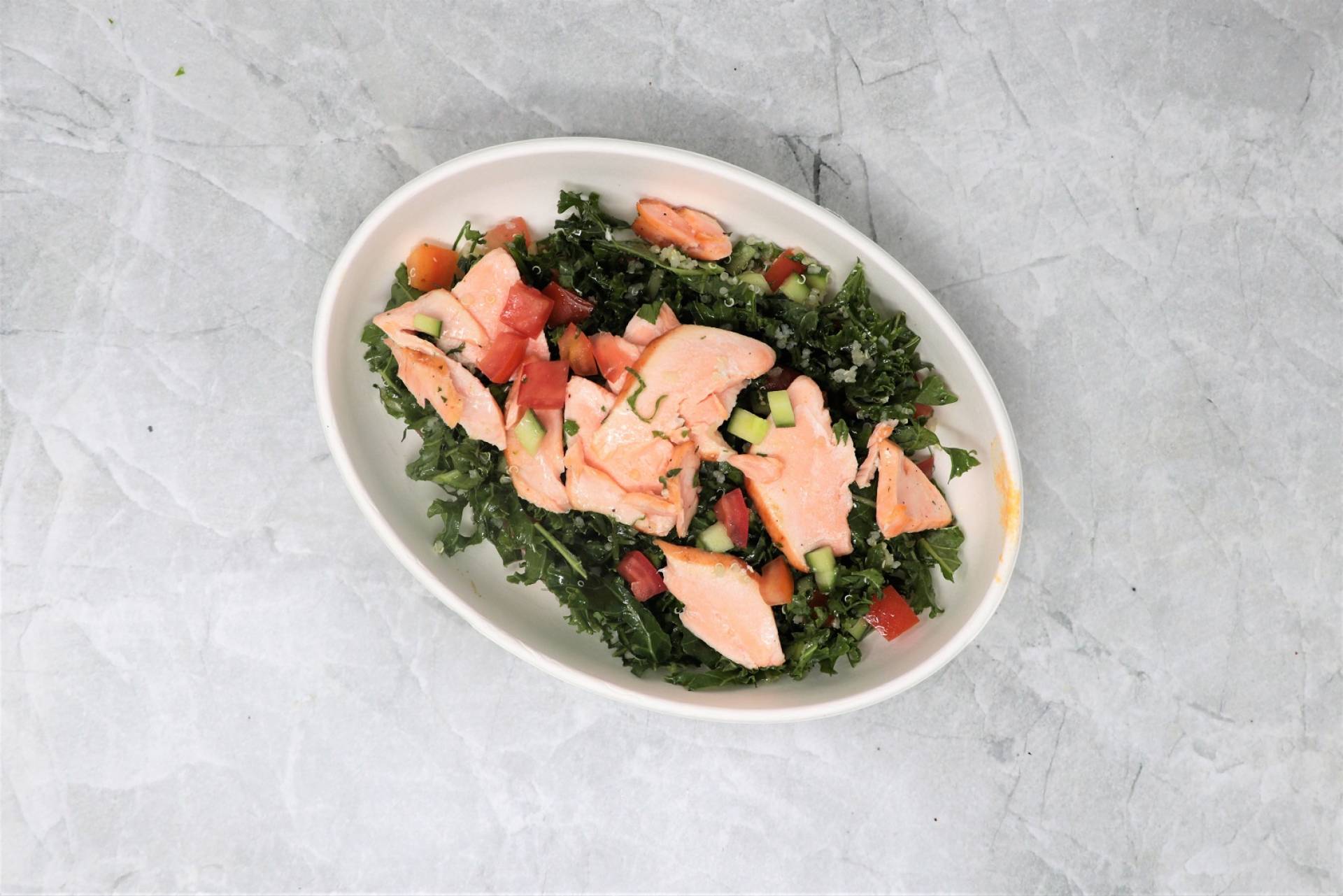 Crumbled Salmon with Keto Kale Tabbouleh