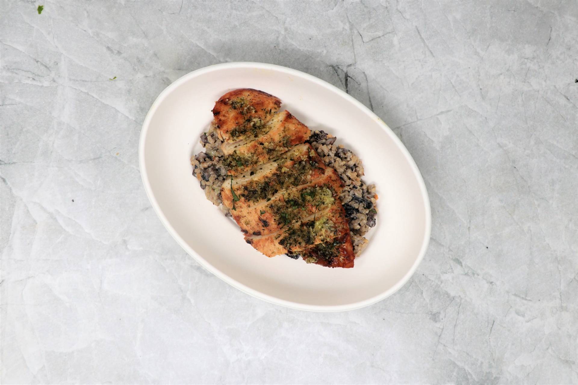 Mushroom Risotto with Chicken Strips