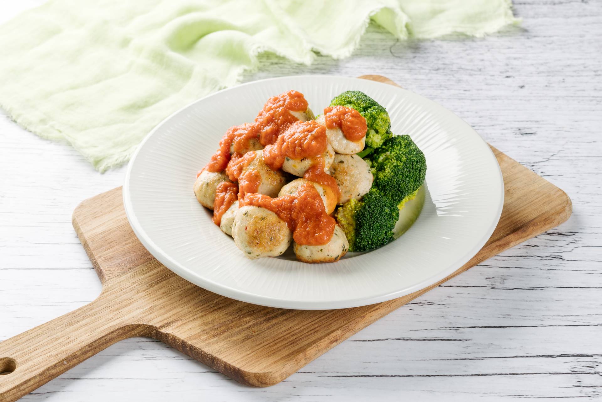Chicken Meatballs with Broccoli
