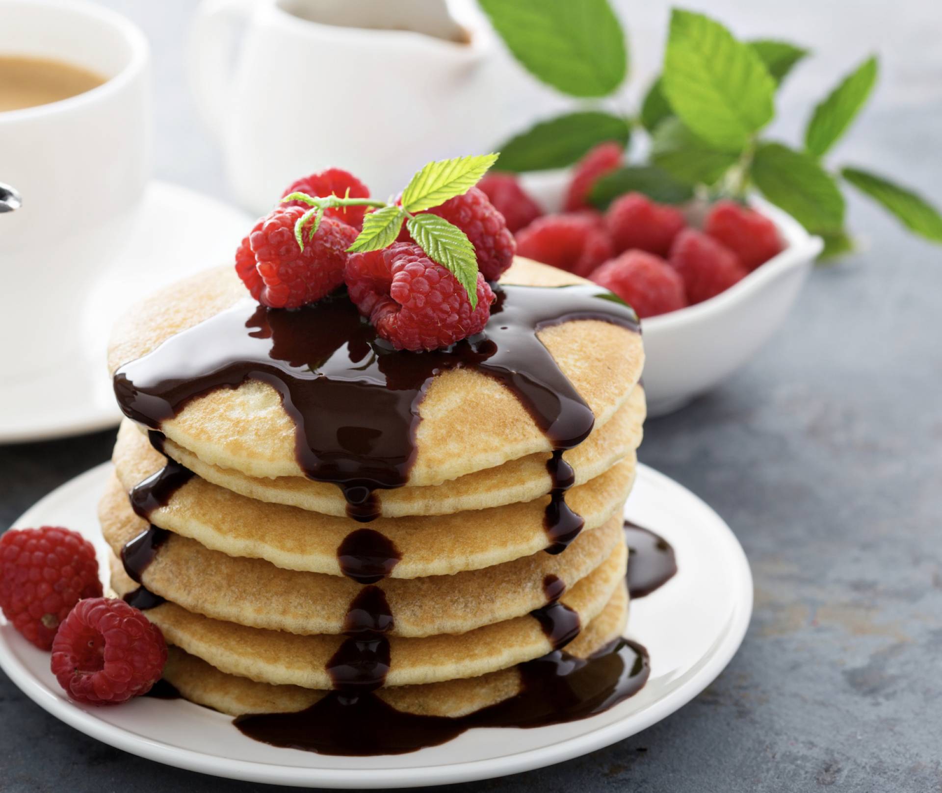 Keto Fluffy Pancakes with Chocolate Syrup
